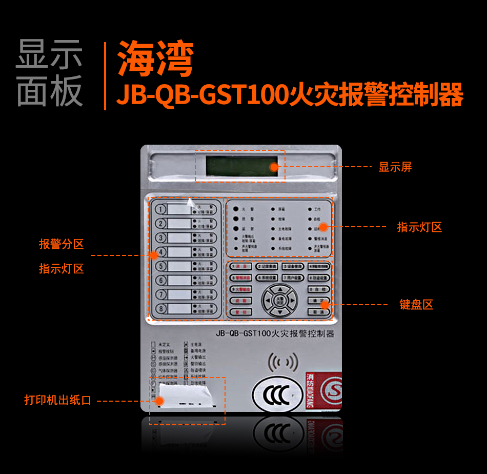 云南海灣JB-QB-GST100云南火災(zāi)報(bào)警控制器顯示面板